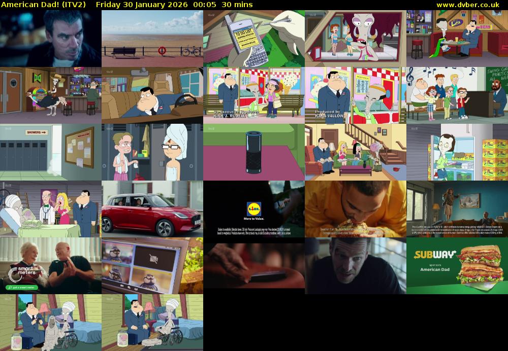 American Dad! (ITV2) Friday 30 January 2026 00:05 - 00:35
