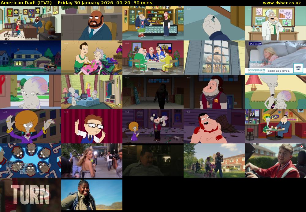 American Dad! (ITV2) Friday 30 January 2026 00:20 - 00:50