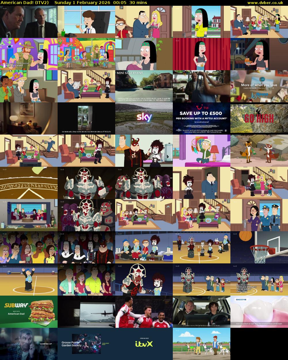 American Dad! (ITV2) Sunday 1 February 2026 00:05 - 00:35