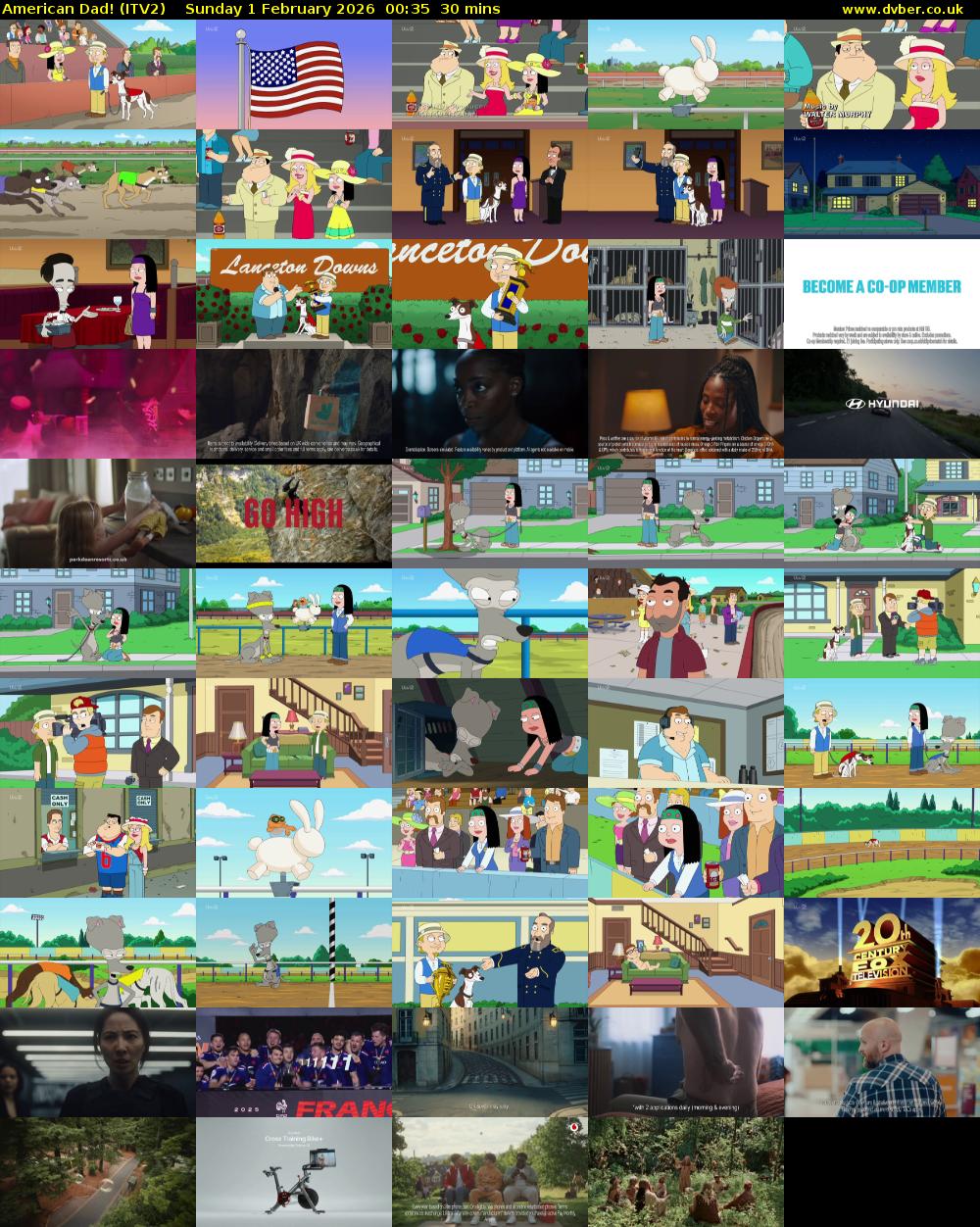 American Dad! (ITV2) Sunday 1 February 2026 00:35 - 01:05