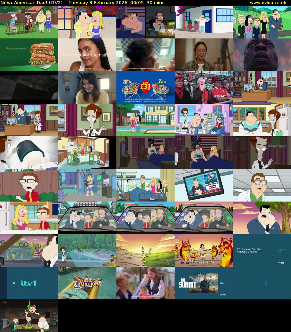 American Dad! (ITV2) Tuesday 3 February 2026 00:05 - 00:35