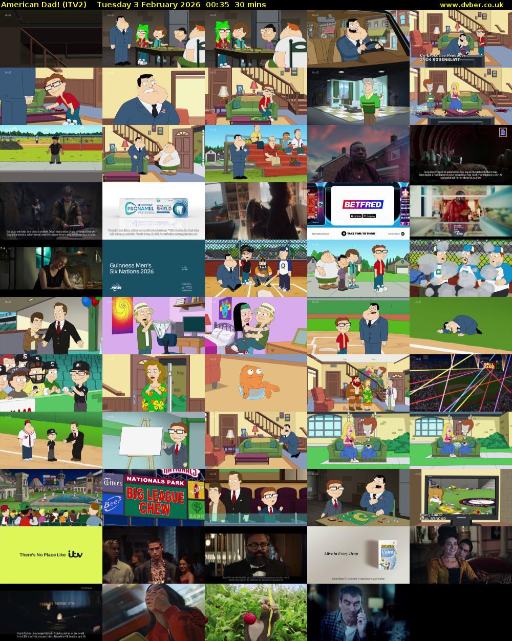 American Dad! (ITV2) Tuesday 3 February 2026 00:35 - 01:05