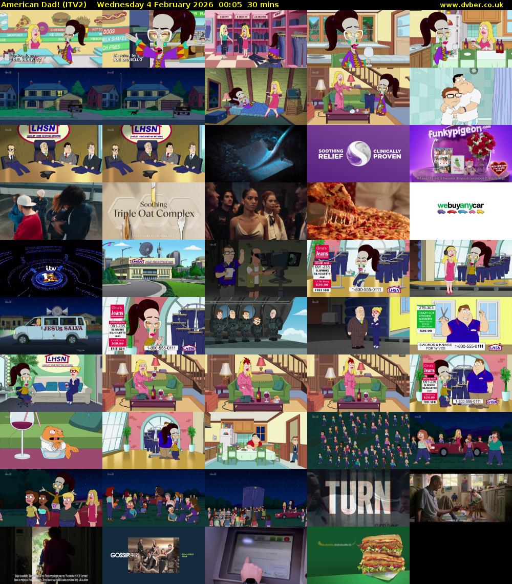 American Dad! (ITV2) Wednesday 4 February 2026 00:05 - 00:35