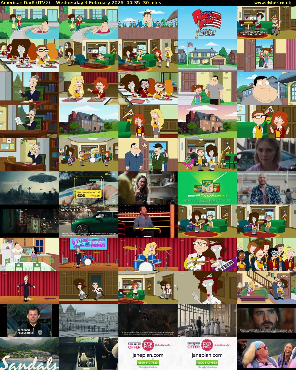 American Dad! (ITV2) Wednesday 4 February 2026 00:35 - 01:05