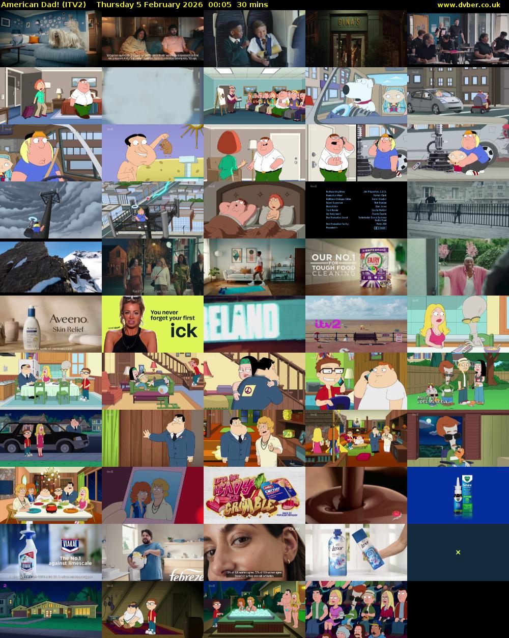 American Dad! (ITV2) Thursday 5 February 2026 00:05 - 00:35