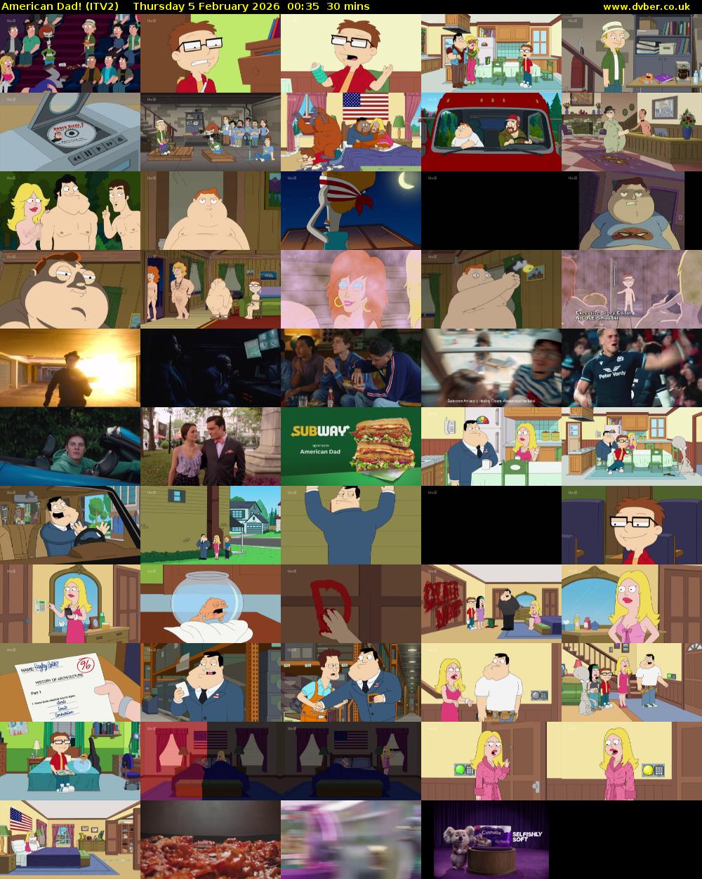 American Dad! (ITV2) Thursday 5 February 2026 00:35 - 01:05