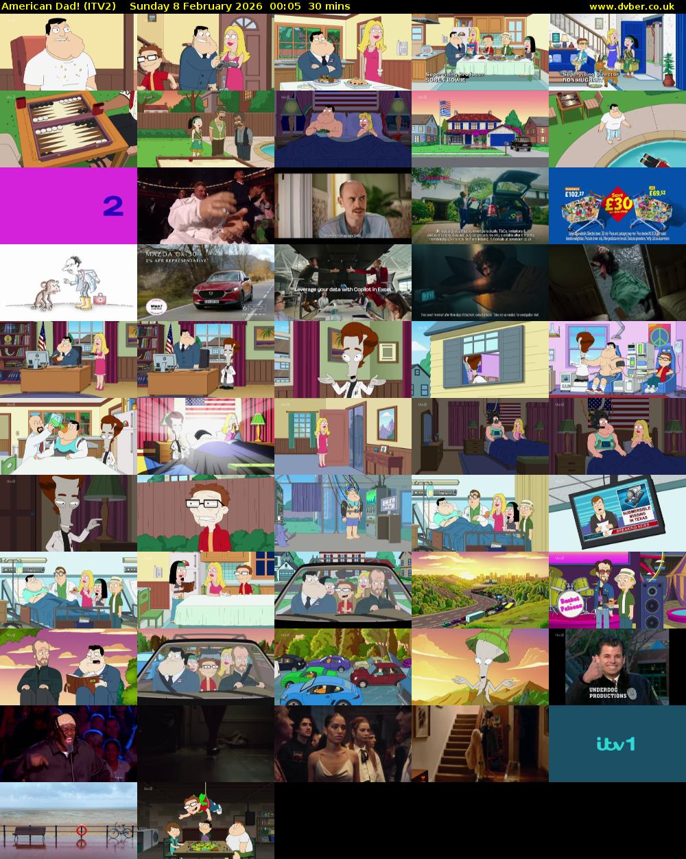 American Dad! (ITV2) Sunday 8 February 2026 00:05 - 00:35