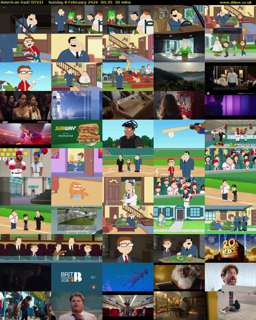 American Dad! (ITV2) Sunday 8 February 2026 00:35 - 01:05