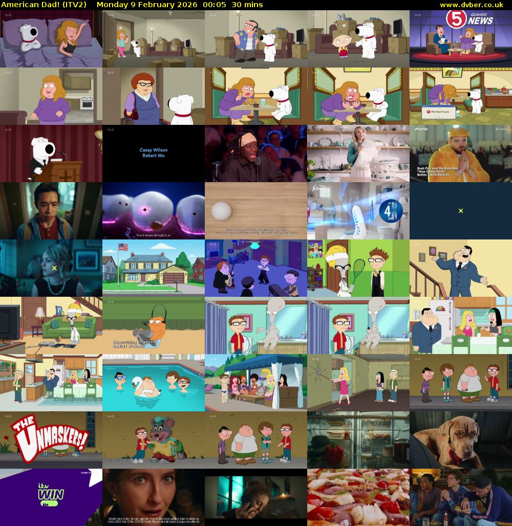 American Dad! (ITV2) Monday 9 February 2026 00:05 - 00:35
