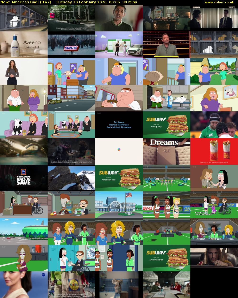 American Dad! (ITV2) Tuesday 10 February 2026 00:05 - 00:35