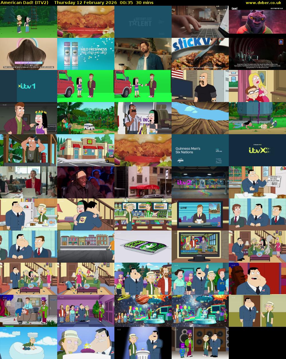 American Dad! (ITV2) Thursday 12 February 2026 00:35 - 01:05