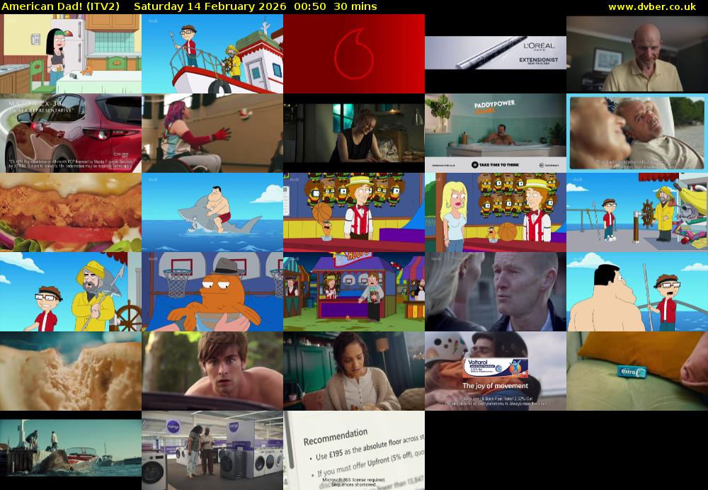 American Dad! (ITV2) Saturday 14 February 2026 00:50 - 01:20