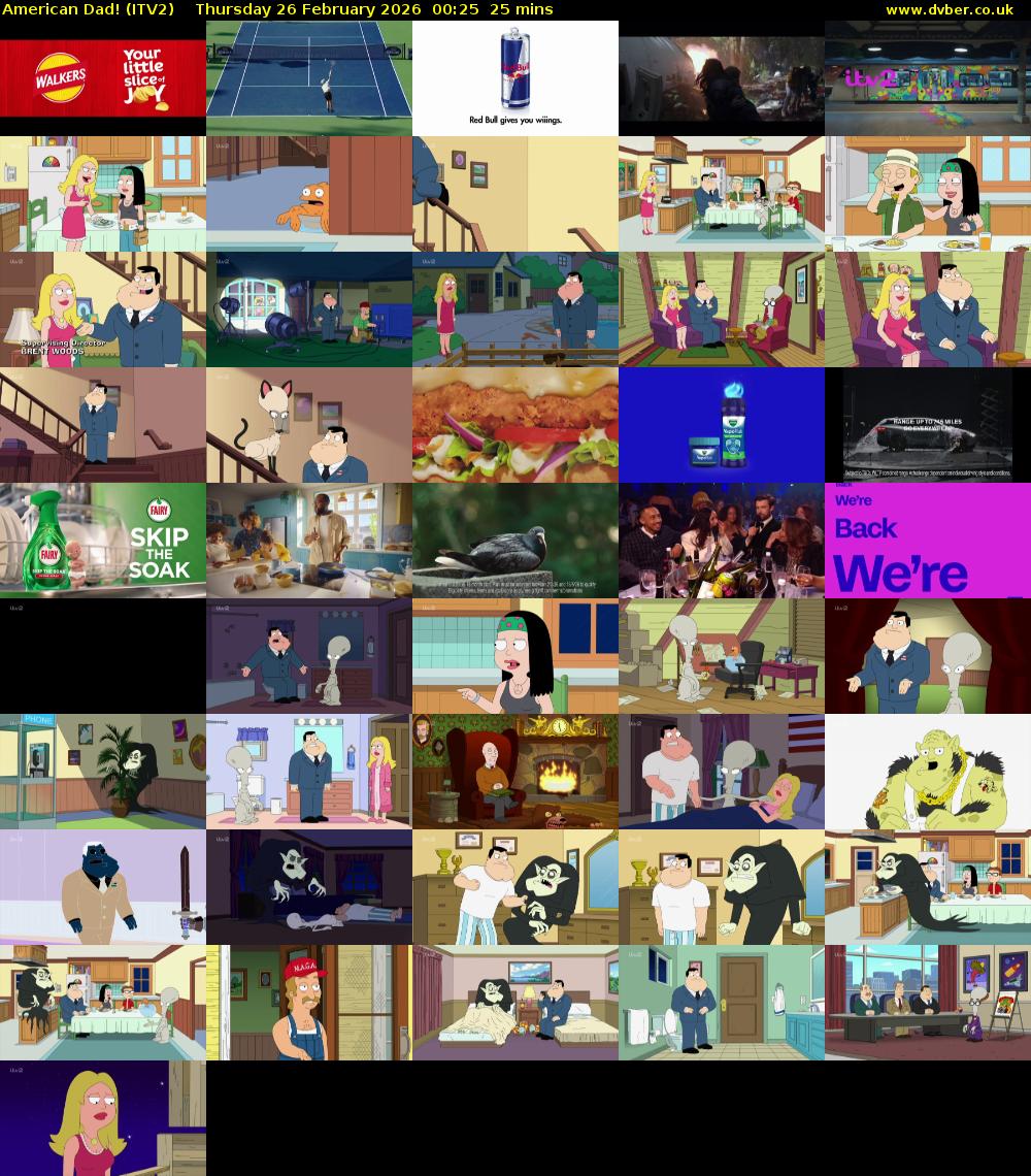 American Dad! (ITV2) Thursday 26 February 2026 00:25 - 00:50