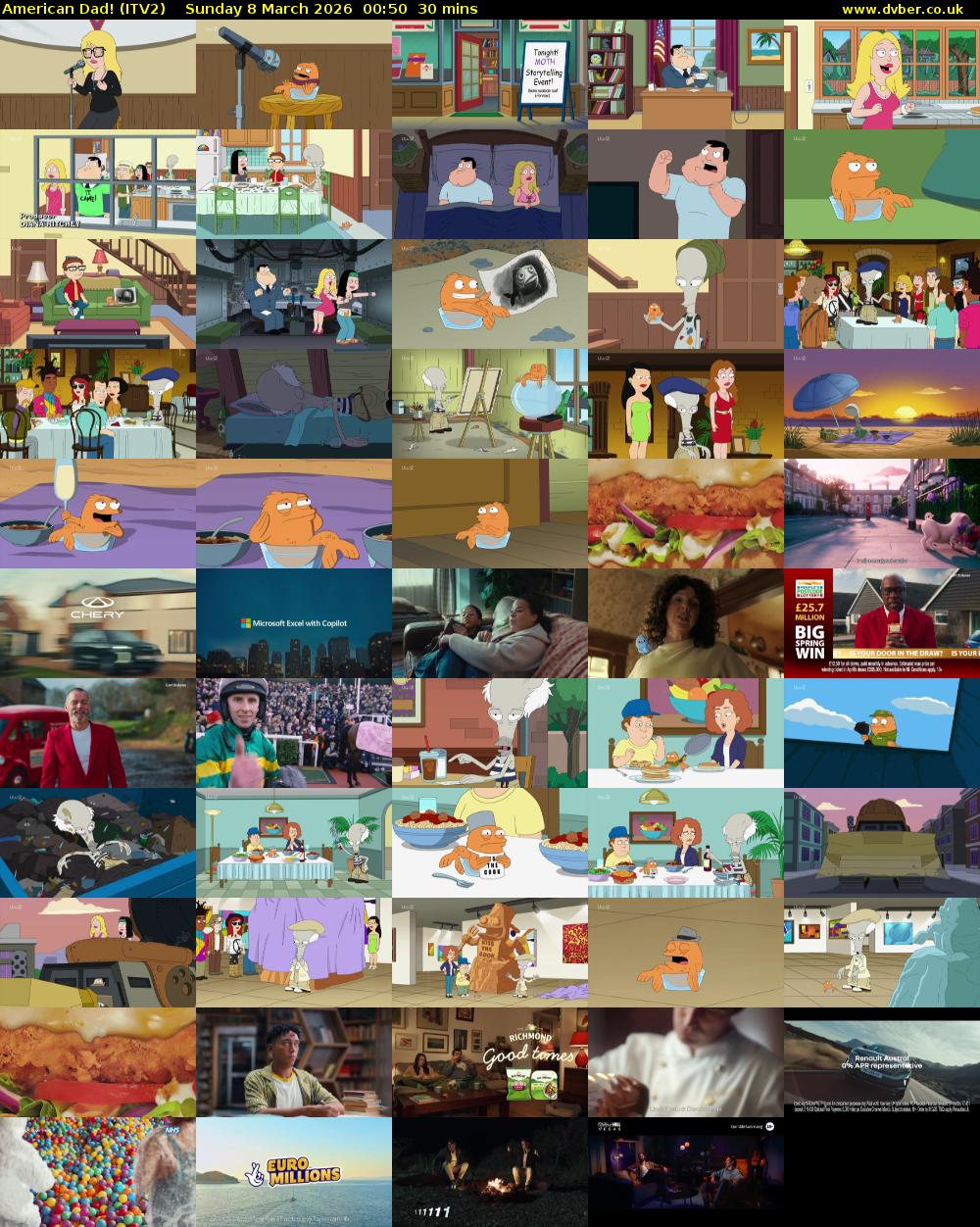 American Dad! (ITV2) Sunday 8 March 2026 00:50 - 01:20