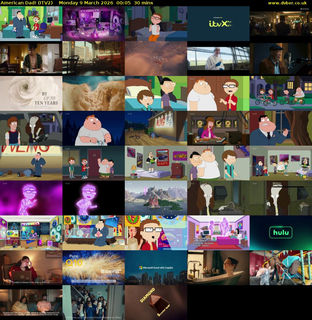 American Dad! (ITV2) Monday 9 March 2026 00:05 - 00:35