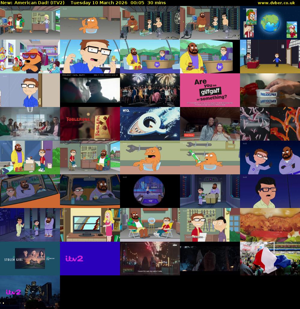 American Dad! (ITV2) Tuesday 10 March 2026 00:05 - 00:35