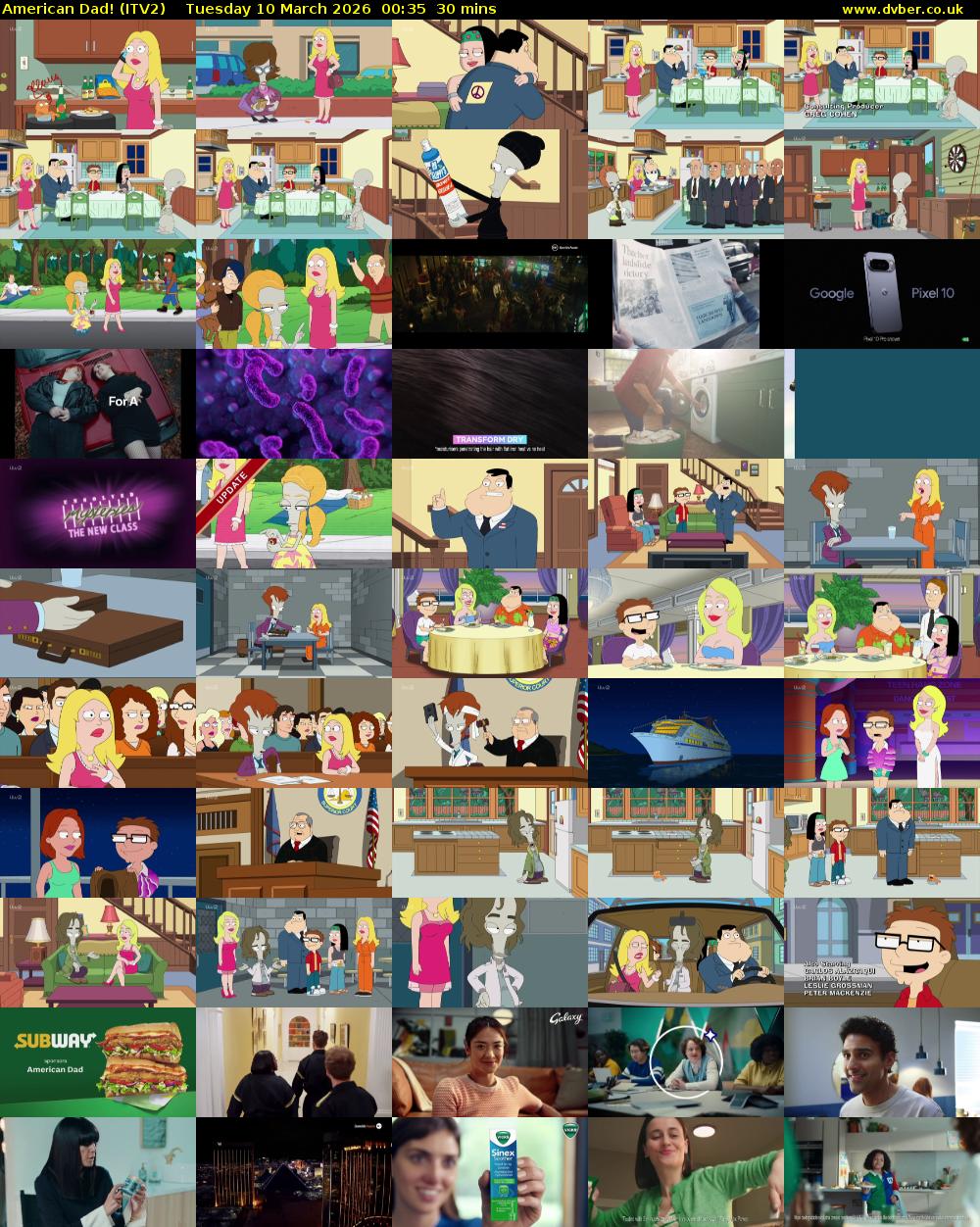 American Dad! (ITV2) Tuesday 10 March 2026 00:35 - 01:05