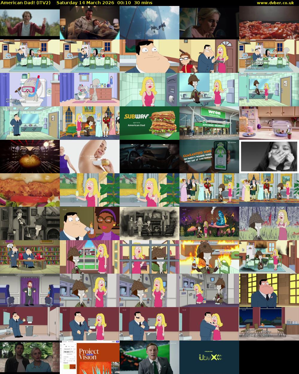 American Dad! (ITV2) Saturday 14 March 2026 00:10 - 00:40