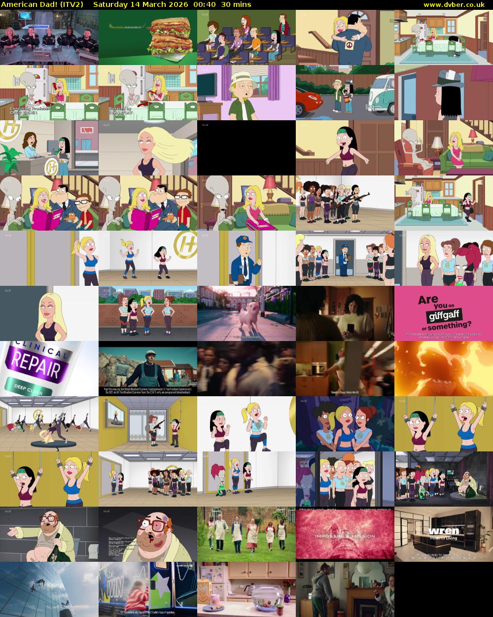 American Dad! (ITV2) Saturday 14 March 2026 00:40 - 01:10