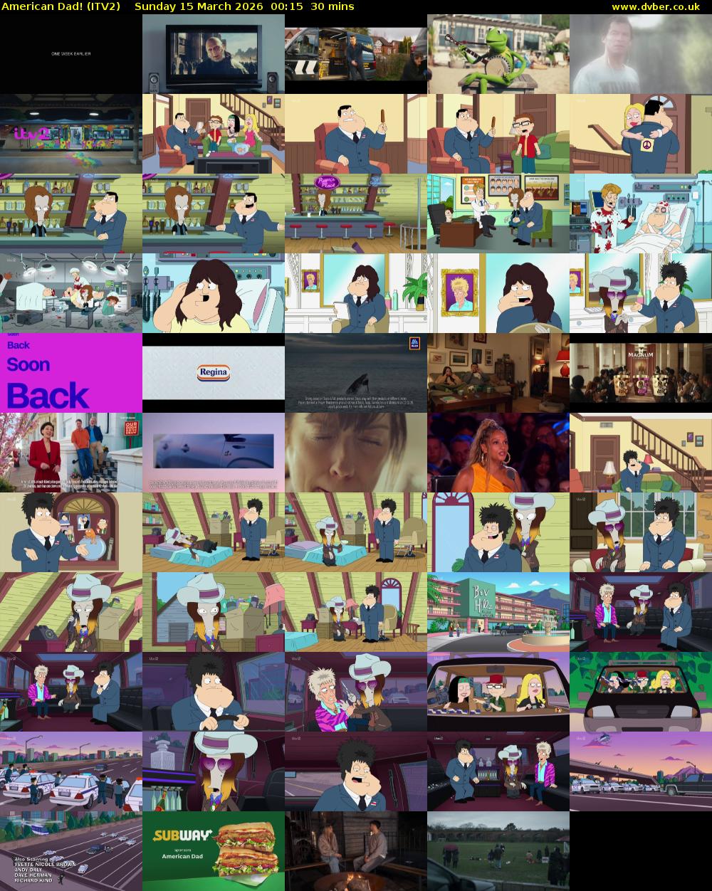 American Dad! (ITV2) Sunday 15 March 2026 00:15 - 00:45