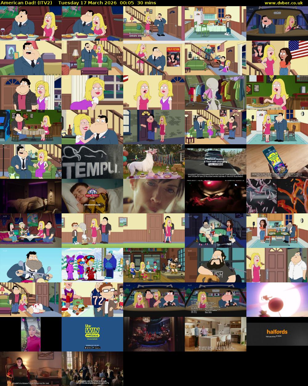 American Dad! (ITV2) Tuesday 17 March 2026 00:05 - 00:35