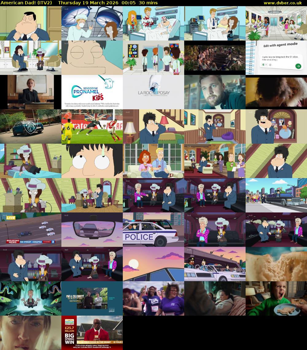 American Dad! (ITV2) Thursday 19 March 2026 00:05 - 00:35