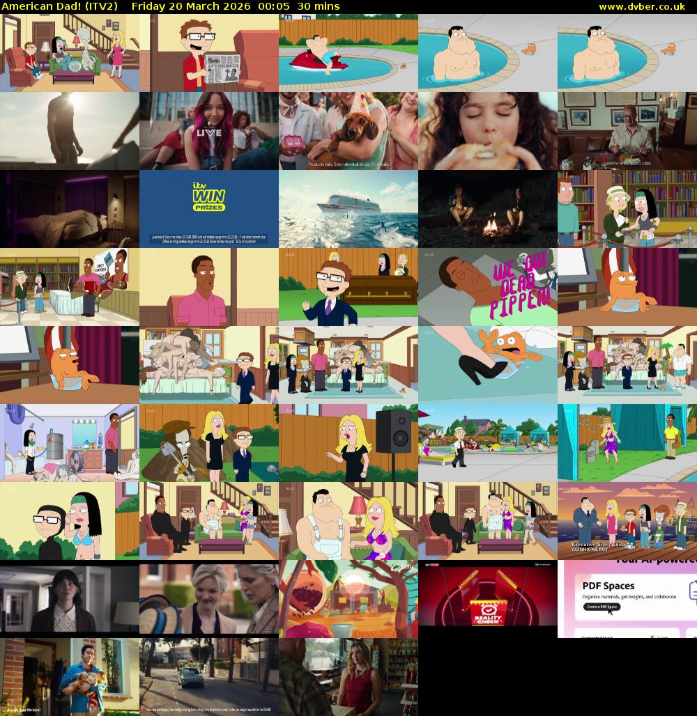 American Dad! (ITV2) Friday 20 March 2026 00:05 - 00:35