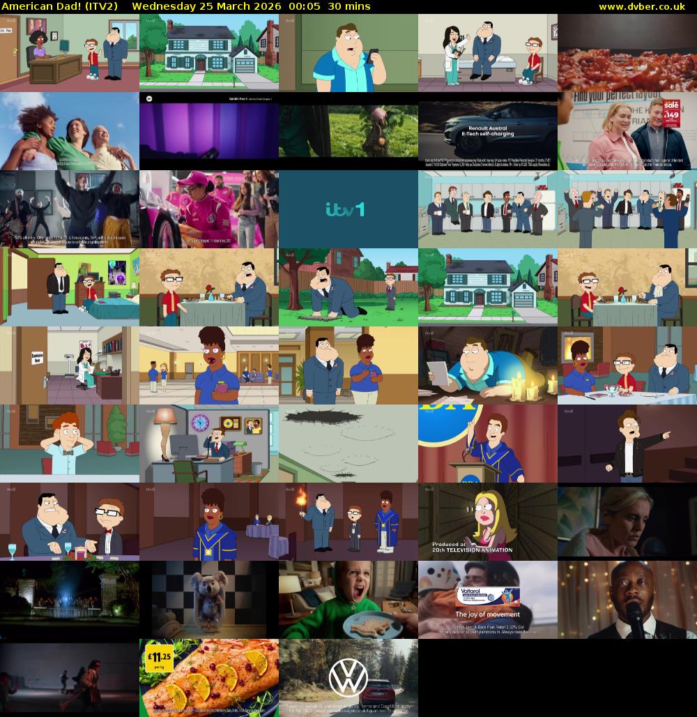 American Dad! (ITV2) Wednesday 25 March 2026 00:05 - 00:35