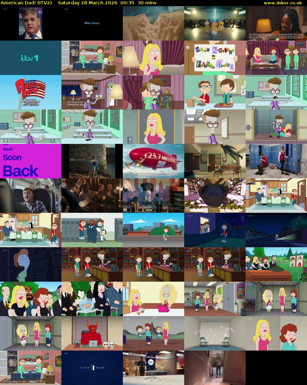 American Dad! (ITV2) Saturday 28 March 2026 00:35 - 01:05
