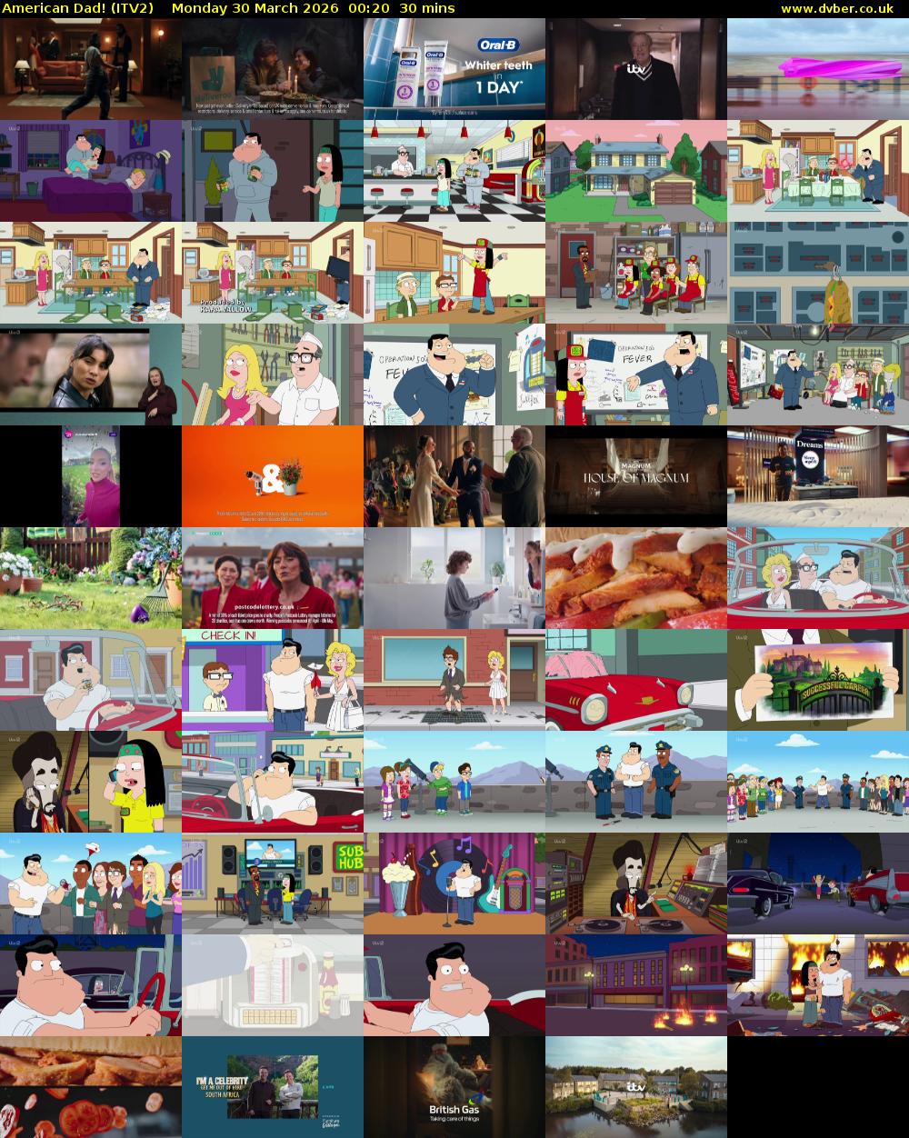 American Dad! (ITV2) Monday 30 March 2026 00:20 - 00:50