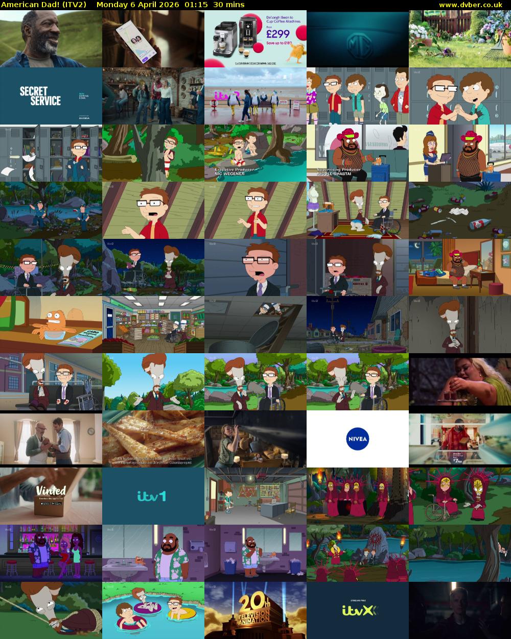 American Dad! (ITV2) Monday 6 April 2026 01:15 - 01:45