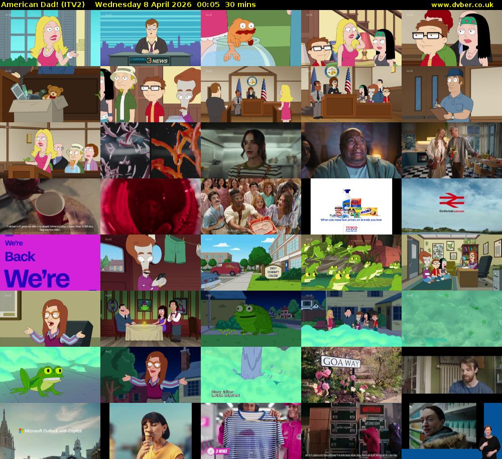 American Dad! (ITV2) Wednesday 8 April 2026 00:05 - 00:35