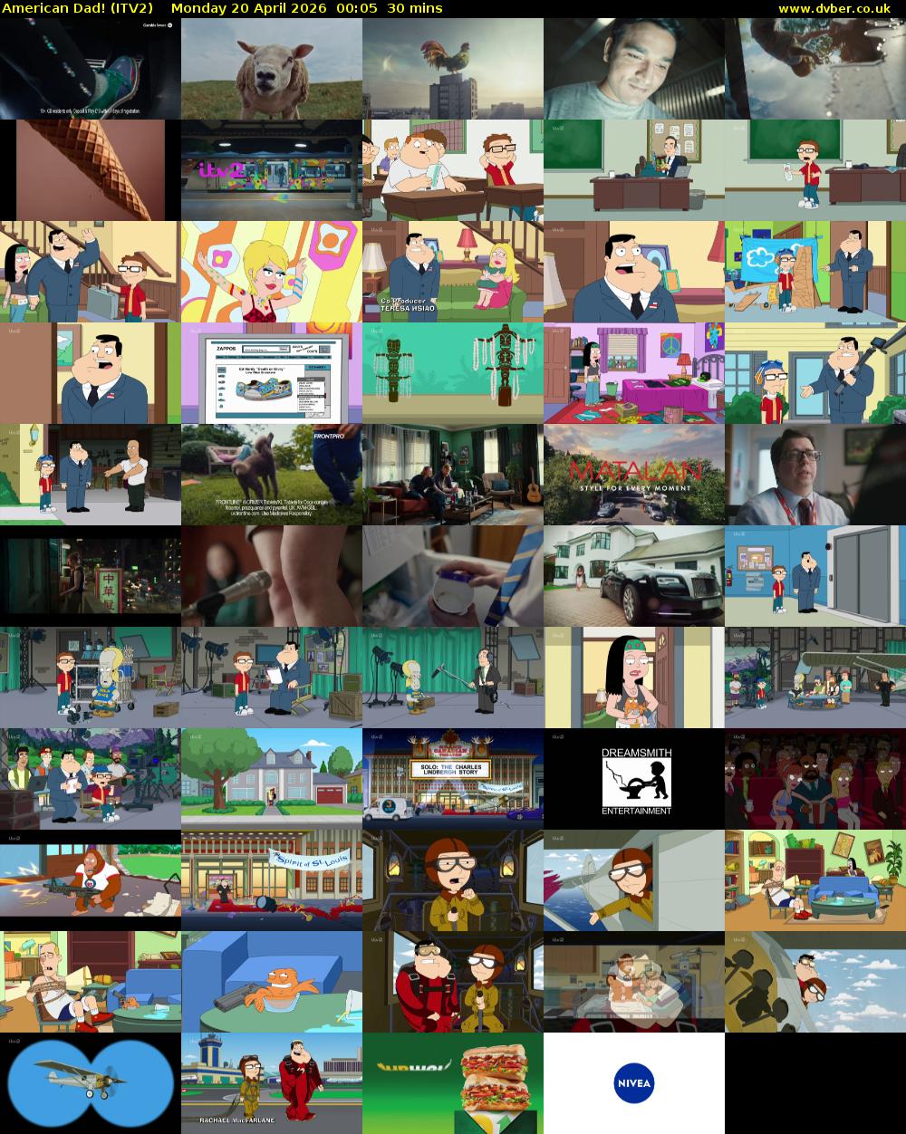 American Dad! (ITV2) Monday 20 April 2026 00:05 - 00:35
