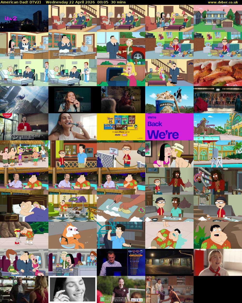 American Dad! (ITV2) Wednesday 22 April 2026 00:05 - 00:35