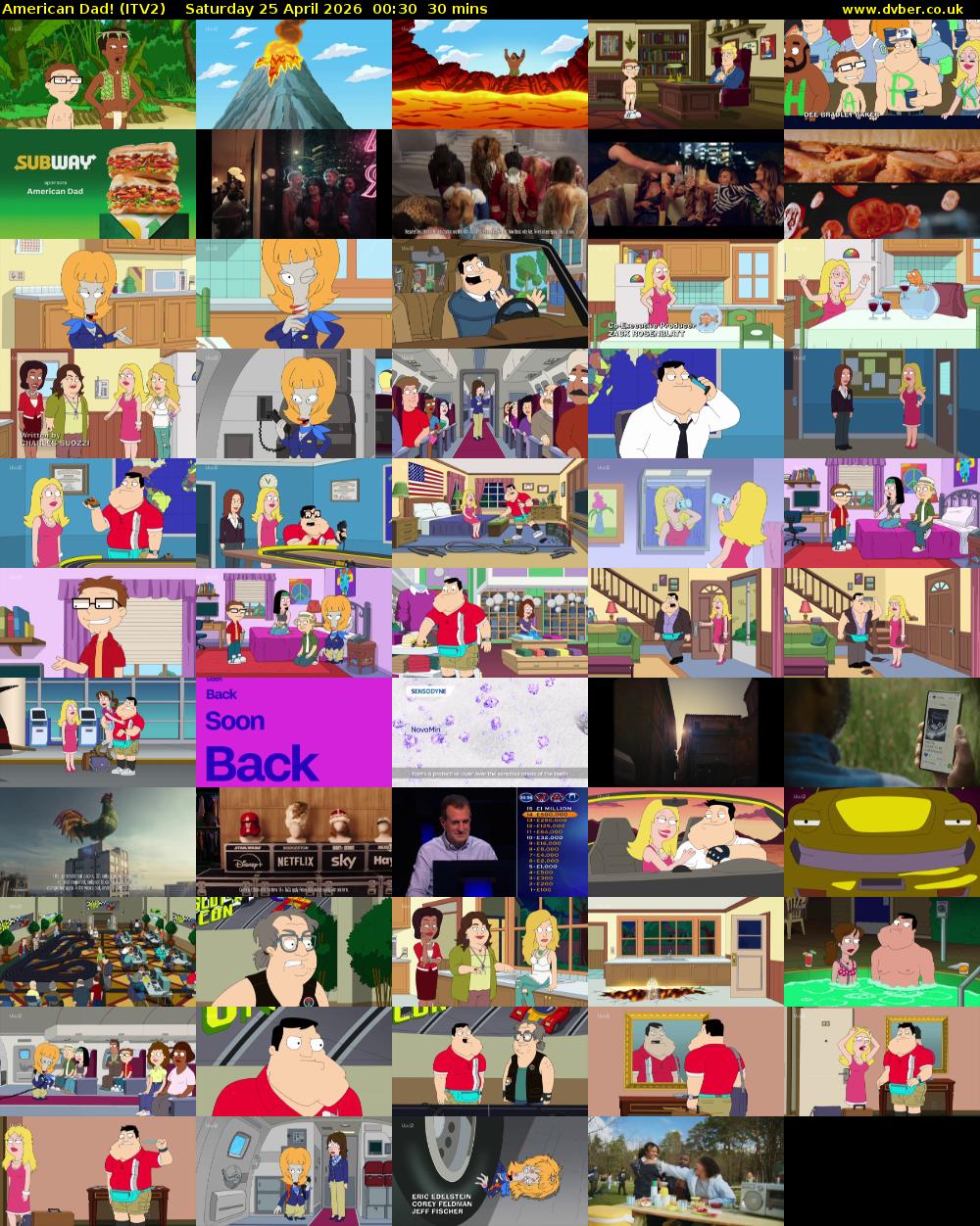 American Dad! (ITV2) Saturday 25 April 2026 00:30 - 01:00