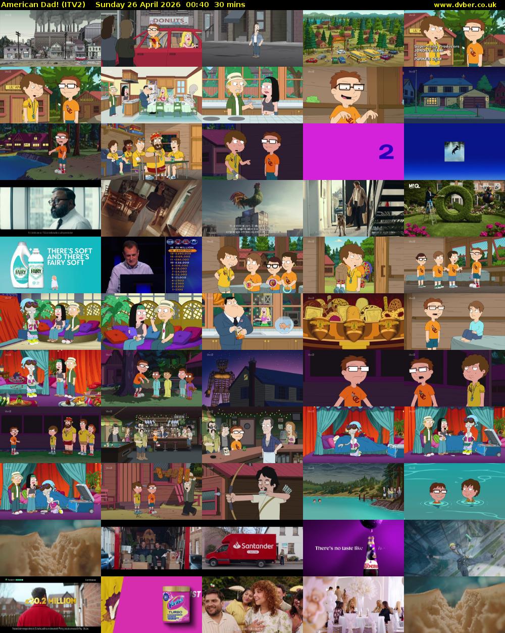 American Dad! (ITV2) Sunday 26 April 2026 00:40 - 01:10