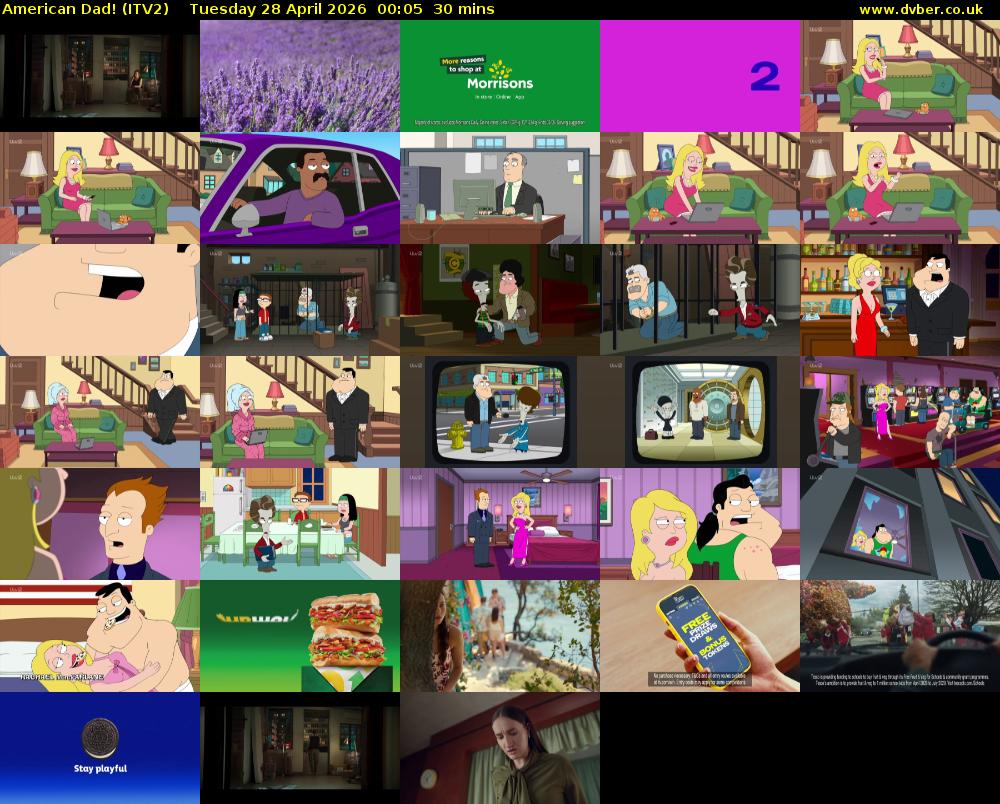 American Dad! (ITV2) Tuesday 28 April 2026 00:05 - 00:35