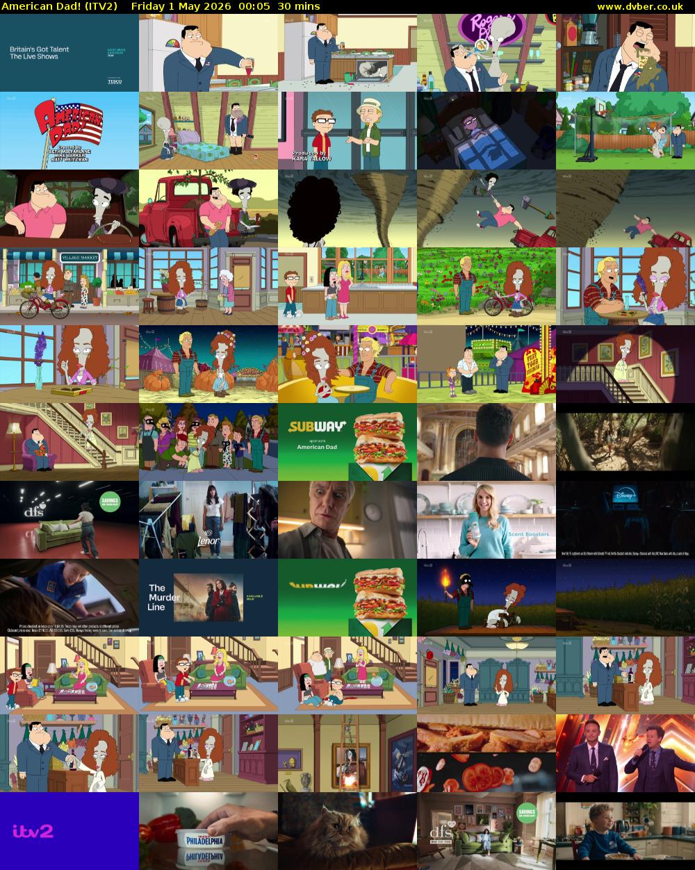 American Dad! (ITV2) Friday 1 May 2026 00:05 - 00:35