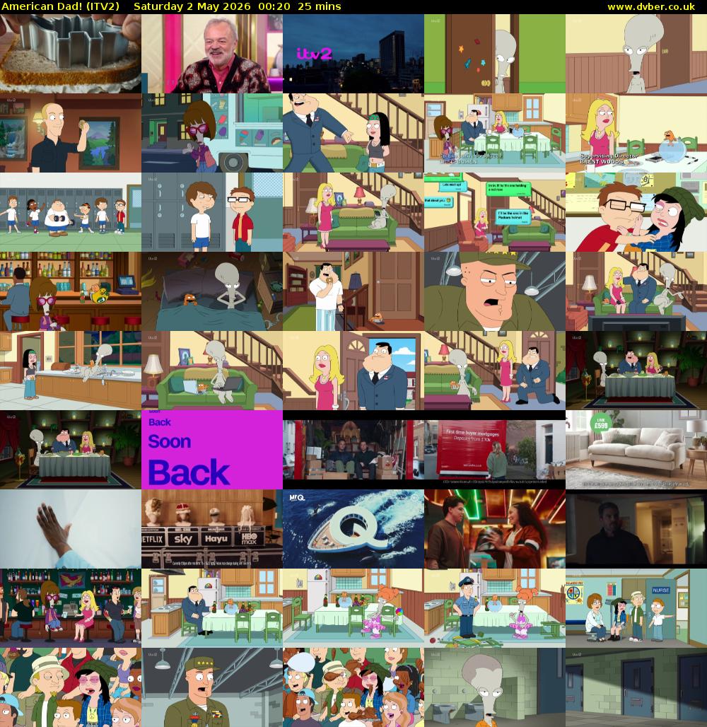 American Dad! (ITV2) Saturday 2 May 2026 00:20 - 00:45