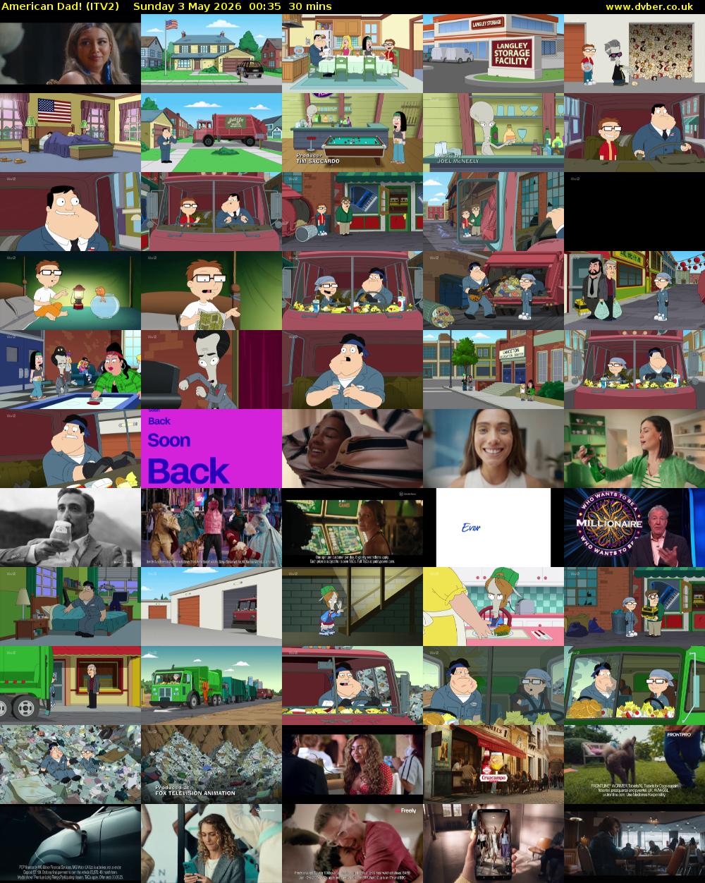 American Dad! (ITV2) Sunday 3 May 2026 00:35 - 01:05
