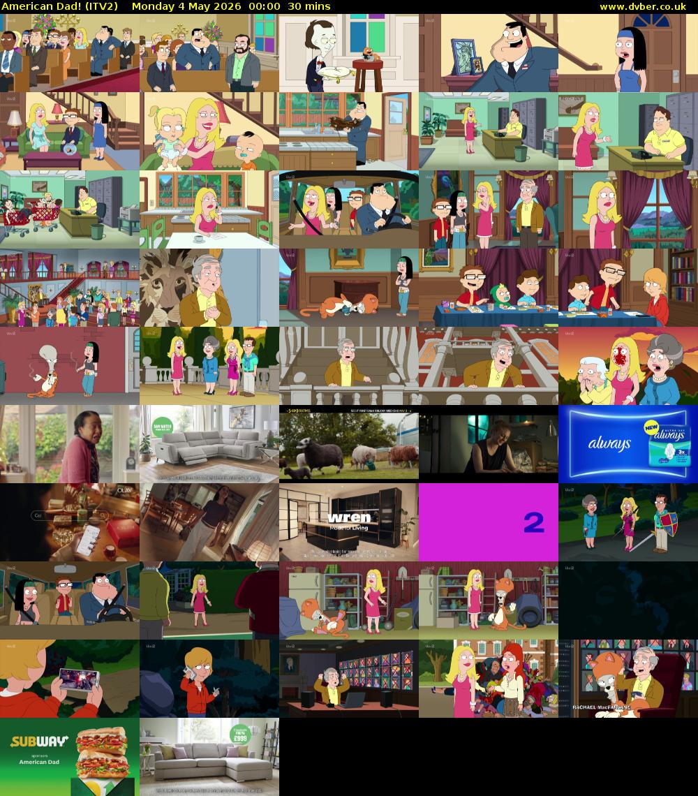 American Dad! (ITV2) Monday 4 May 2026 00:00 - 00:30