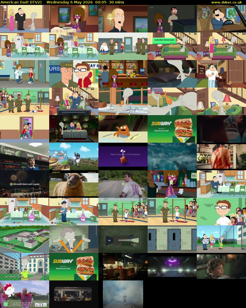 American Dad! (ITV2) Wednesday 6 May 2026 00:05 - 00:35