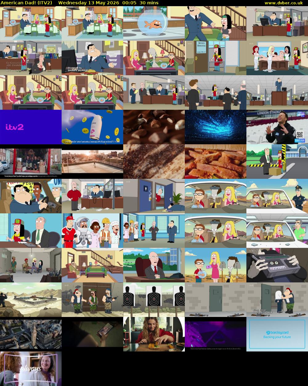American Dad! (ITV2) Wednesday 13 May 2026 00:05 - 00:35