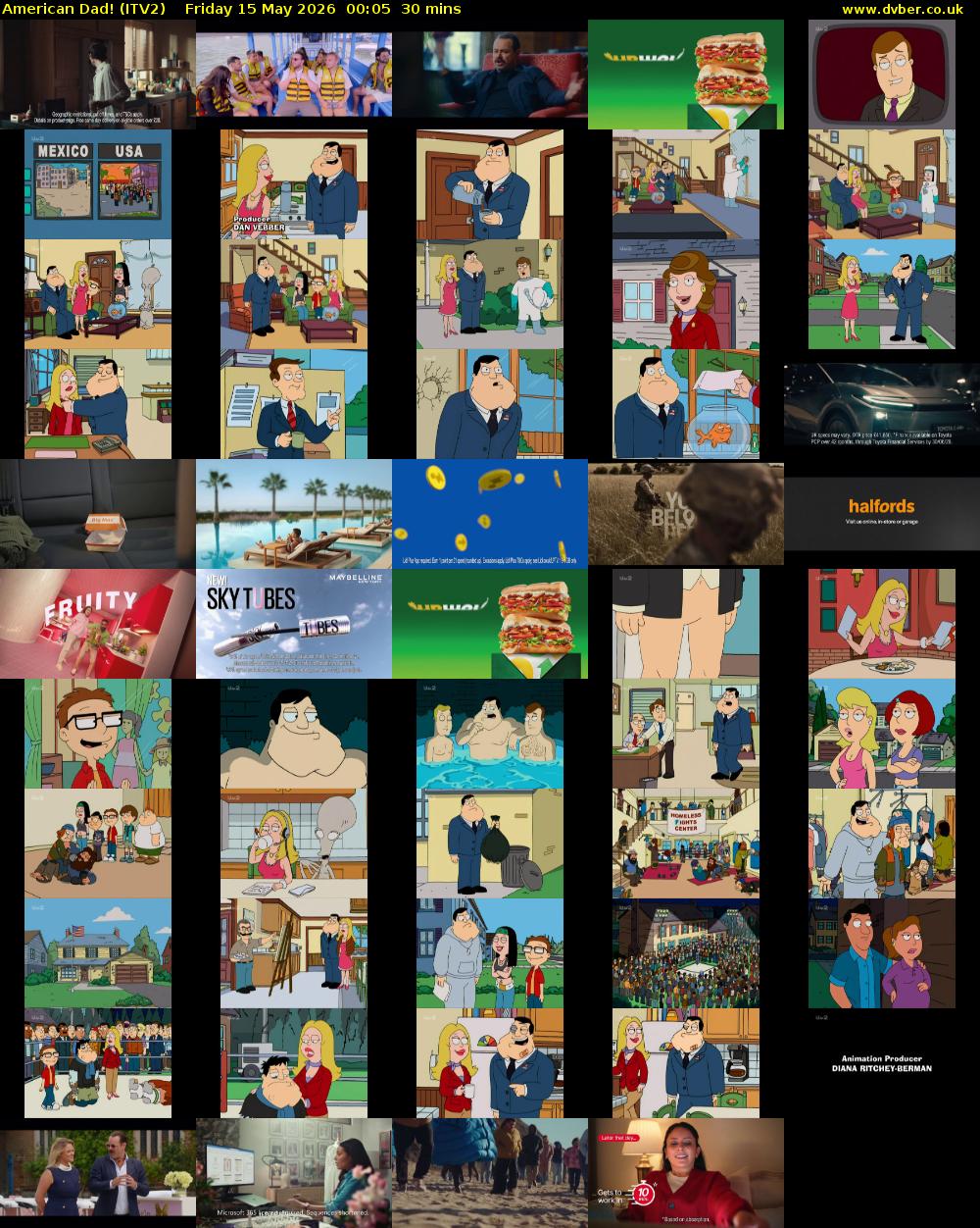 American Dad! (ITV2) Friday 15 May 2026 00:05 - 00:35