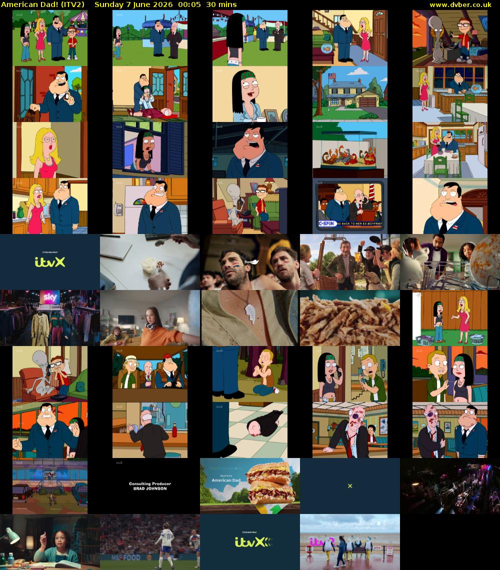 American Dad! (ITV2) Sunday 7 June 2026 00:05 - 00:35