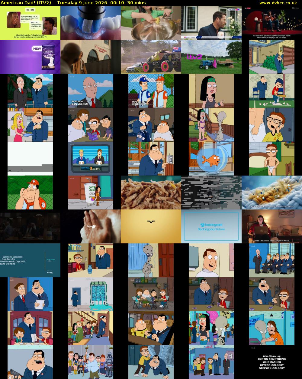 American Dad! (ITV2) Tuesday 9 June 2026 00:10 - 00:40