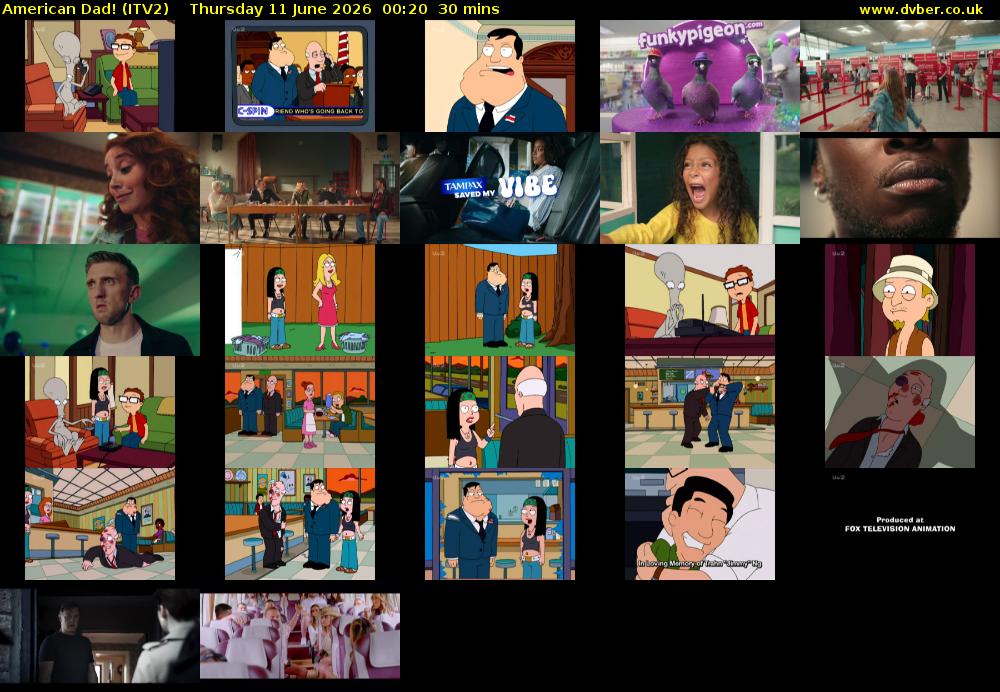 American Dad! (ITV2) Thursday 11 June 2026 00:20 - 00:50