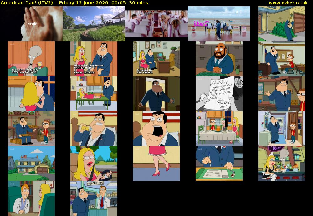 American Dad! (ITV2) Friday 12 June 2026 00:05 - 00:35