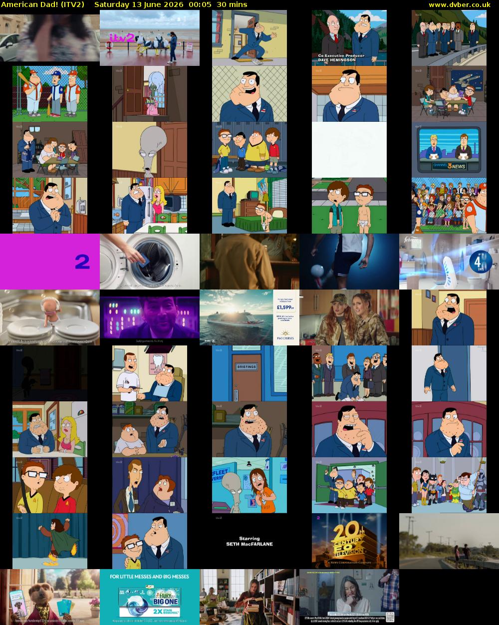American Dad! (ITV2) Saturday 13 June 2026 00:05 - 00:35