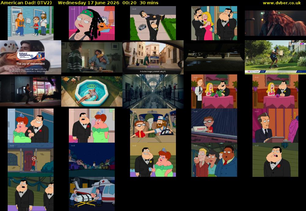 American Dad! (ITV2) Wednesday 17 June 2026 00:20 - 00:50